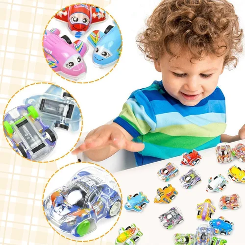 Vista 2 de Vileafy 50 autos y aviones de tracción – Juguetes de caja del tesoro a granel para aula, recuerdos de fiesta para niños de 3 a 5 años, premios