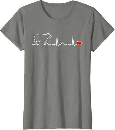 Vista 18 de Camiseta de paciente con corazón I Love My Cow Valve EKG Heartbeat Heart Pacient, Negro, S