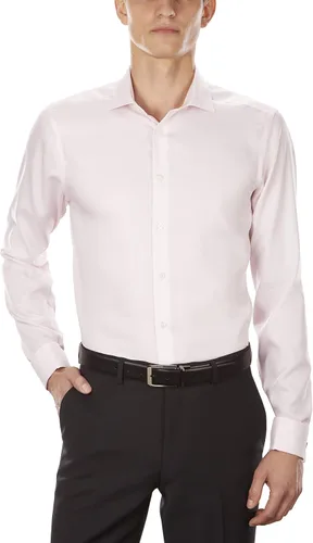Vista 2 de Calvin Klein Camisa de vestir para hombre, ajuste delgado, sin planchar, puño francés sólido