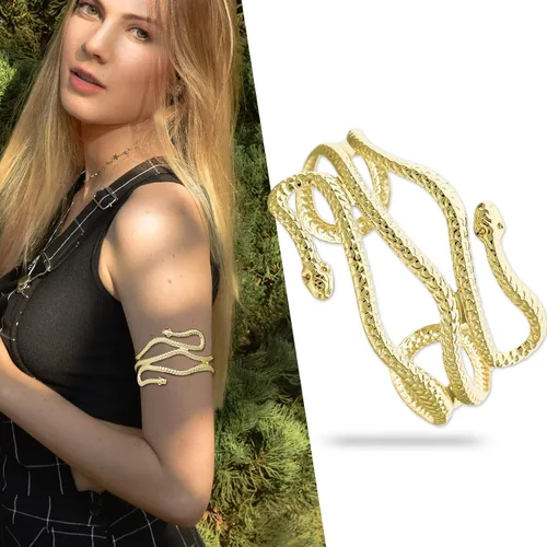 Vista 3 de RechicGu Elegante Egipto Cleopatra Remolino Serpiente Brazalete Abierto Pulsera 3.1 in Policarbonato