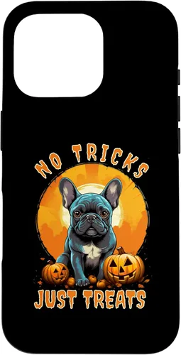 Vista 20 de iPhone 16 No Tricks Just Treats French Bulldog Halloween Frenchie Case