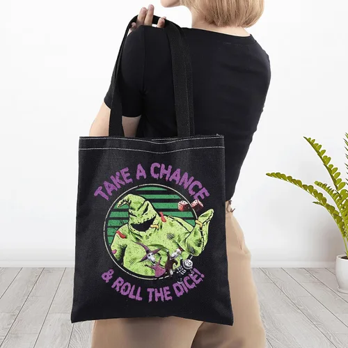 Vista 5 de BWKTOP Funny Ghost Tote Bag - Ghost Fans Gift: Take A Chance And Roll The Dice