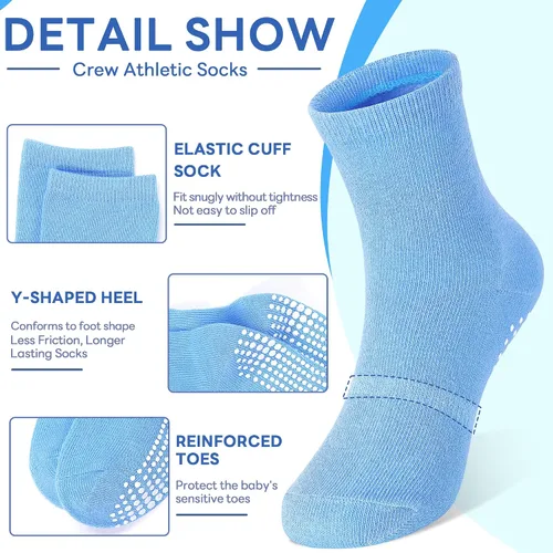 Vista 2 de Tphon Calcetines para Niños Pequeños, Calcetines Antideslizantes para Bebés para Niños y Niñas, 12 Pares de Calcetines para Niños Infantes de 6M-10