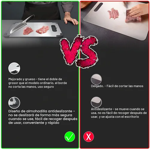 Vista 3 de Tabla de cortar de titanio, tabla de cortar de titanio 100% puro para cocina, última versión gruesa de 0.06 pulgadas, ángulo de protección