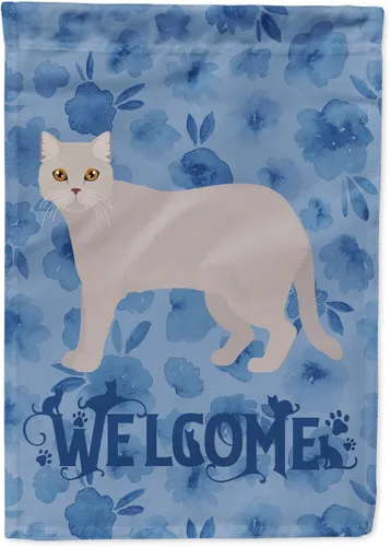 Vista 174 de Caroline's Treasures CK4813CHF - Bandera de bienvenida con gato abisinio azul, manga grande, para porche, para colgar en la pared, poliéster