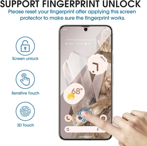 Vista 3 de amFilm - Protector de pantalla para Google Pixel 8 Pro (vidrio templado, 3+1 unidades) Ultrasonic Fingerprint Compatible, with Easy Installation