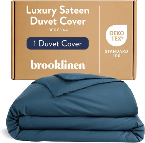 Vista 26 de Brooklinen Funda de edredón de satén de lujo de calidad hotelera, tamaño Abismo