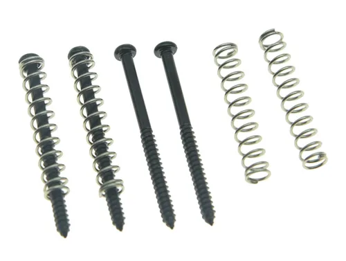 Vista 6 de KAISH Paquete de 20 tornillos y resortes de montaje de guitarra bajo para pastillas de barra de jabón Precision P o J Bass y P90 - Negro