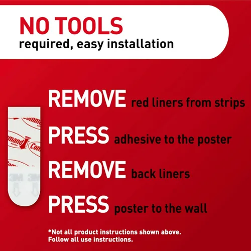 Vista 8 de Tiras adhesivas para póster Command, colgadores para pósteres sin daños, tiras adhesivas para pared sin herramientas para pósteres, 64 tiras