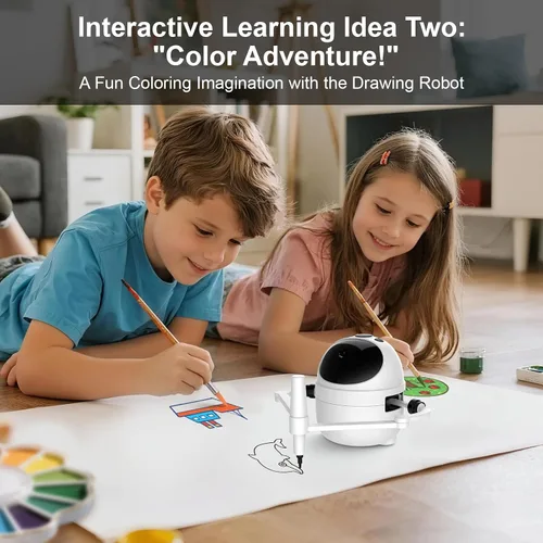 Vista 4 de Robot de dibujo para niños, juguetes educativos, kit de aprendizaje de dibujo creativo con 150 tarjetas de palabras, regalo para niñas y niños de 4