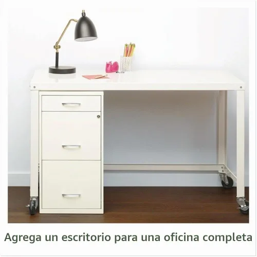 Vista 6 de Scranton & Co Archivador de metal con 3 cajones, 27.32 pulgadas de alto x 14.25 pulgadas de ancho x 18.00 pulgadas de profundidad, acabado blanco