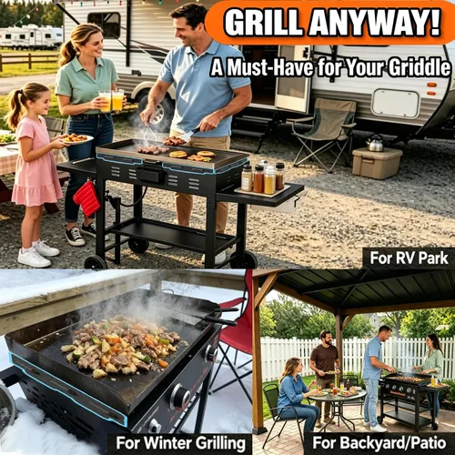 Vista 7 de Protector de viento magnético para plancha Blackstone de 22 pulgadas, compatible con accesorios de parrilla Blackstone, bloqueador de viento