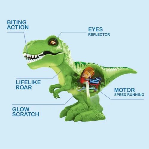 Vista 5 de Robo Alive Atacante T-Rex Verde - Juguete robótico con batería por Zuru, juguete de dinosaurio, regalo de cumpleaños para niños de 3 años en adelante