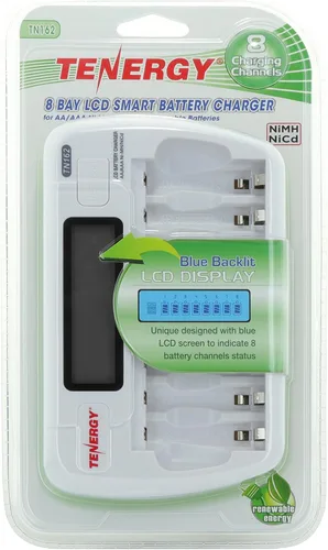 Vista 7 de Tenergy TN162 8-Bay Smart LCD cargador de batería para baterías recargables AA/AAA NiMH/NiCd