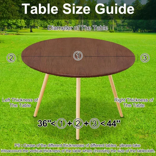 Vista 6 de Smiry Mantel redondo de pícnic, fundas de mesa elásticas impermeables para mesas de 36 a 44 pulgadas, manteles de vinilo con parte trasera
