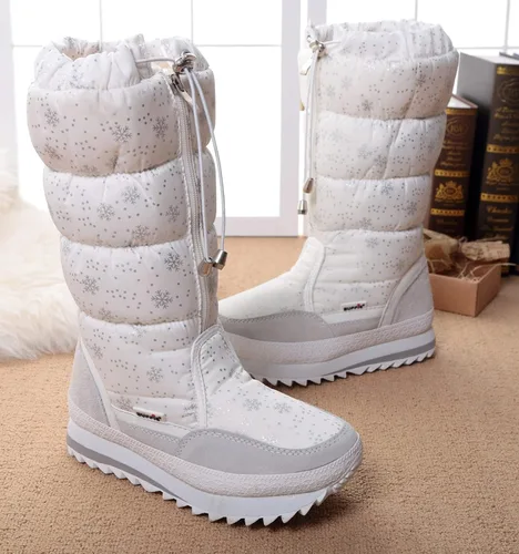 Vista 5 de DADAWEN - Botas de nieve para mujer, impermeables, con forro de piel