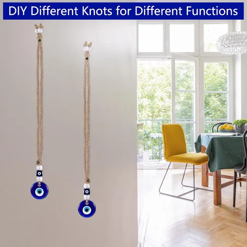 Vista 6 de Hicarer - 6 dijes de cuentas de ojo turco azul turco con dije de ojos azules, cuentas de cristal para manualidades con mal de ojo, adorno colgante