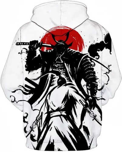 Vista 2 de Men's Japanese Samurai Hooded Pullover 3D Printing Hoodie Sweatshirt