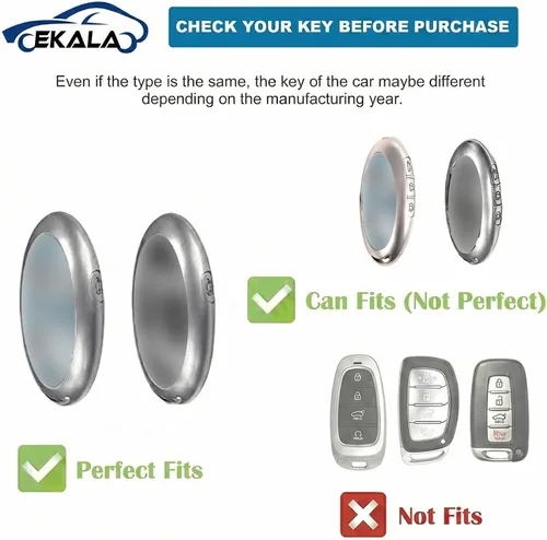 Vista 5 de EKALA Funda para llavero Hyundai, funda de TPU suave para llavero con llavero de cuero para Hyundai Loniq 6 Grandeur GN7 KONA Elanrtra Santa Fe