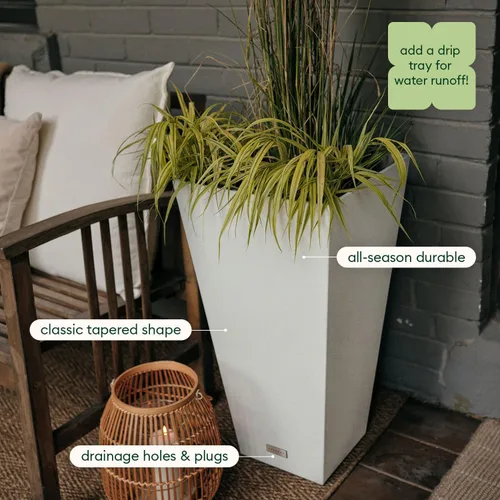 Vista 5 de Veradek V-Resin - Maceta cónica para interiores y exteriores (26 pulgadas, blanco)