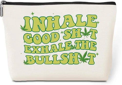 Vista 8 de Divertida bolsa de maquillaje de hierba – Decoración de hojas verdes para amantes de las malas hierbas, humor, Navidad, cumpleaños, regalos