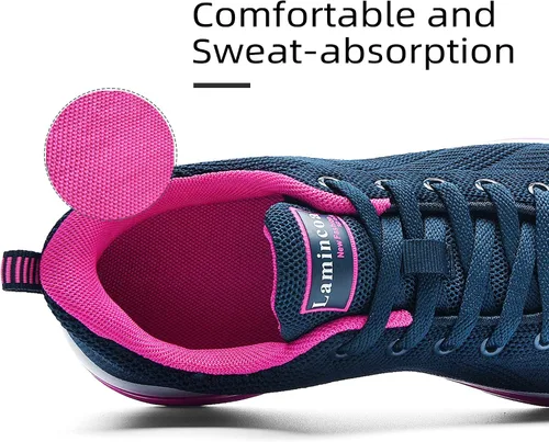 Vista 4 de Lamincoa Tenis de correr para mujer, ligeros, con cojín de aire, para caminar, tenis para mujer