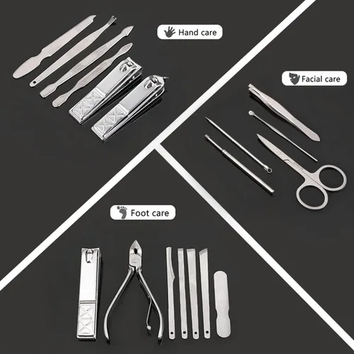 Vista 6 de Juego de manicura profesional para cortaúñas y pedicura, 18 piezas Kit de manicura de acero inoxidable, herramientas para el cuidado de uñas