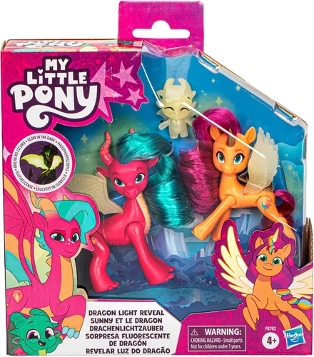 Vista 2 de My Little Pony: Tell Your Tale Dragon Light Reveal, 3 muñecas que brillan en la oscuridad, juguetes a escala de 3 pulgadas para niñas y niños a