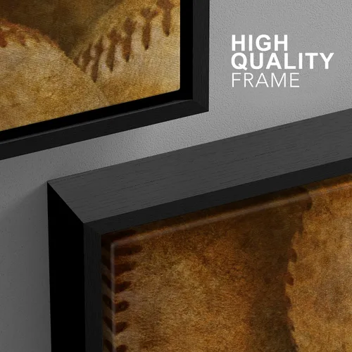 Vista 599 de wall26 Lienzo enmarcado para pared, juego de arte de primer plano, detalles de costuras de béisbol, atletas deportivos, fotografía, moderno