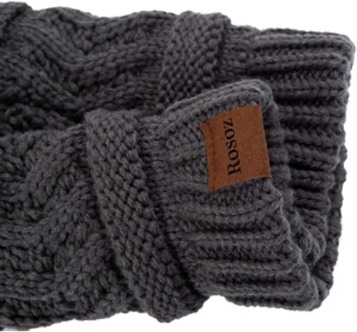 Vista 6 de Rosoz 1&2 Packs Ponytail Beanie for Women,Winter Warm Beanie Tail Soft Stretch Cable Knit Messy High Bun Hat