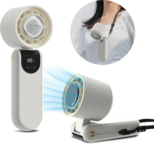 Vista 8 de Mini ventilador personal plegable turbo portátil de mano, recargable 3 en 1, ventilador de mano/escritorio/cuello, ventilador de hielo, regalos