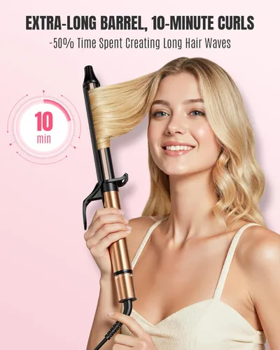 Vista 3 de 1.25 Inch Long Barrel Curling Iron – Ceramic Extra-Long Wand for Smooth Curls & Long-Lasting Beach Waves