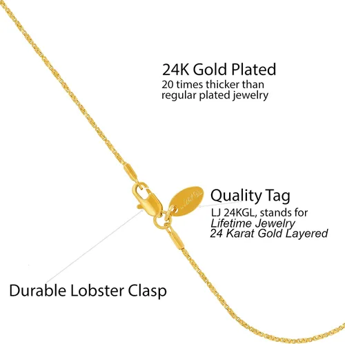 Vista 3 de LIFETIME JEWELRY Tobillera de oro para mujer con cadena trenzada chapada en oro real de 24 quilates