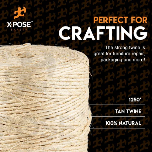 Vista 5 de Cuerda de sisal – Cuerda de fibra natural fina de 1 capa en el carrete – para poste rascador de gatos, piezas de repuesto de árbol de gato, juguete