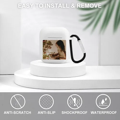 Vista 5 de Funda personalizada para Airpods con diseño de llavero, logotipo y foto, funda personalizada para Airpod para prevención de arañazos en otoño, funda