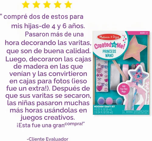 Vista 8 de Juego de manualidades Melissa & Doug, decora tu propia varita de princesa