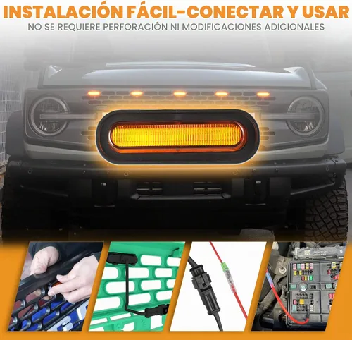 Vista 9 de Seven Sparta - 5 luces LED para parrilla delantera para Ford Bronco de 2/4 puertas Amber Light with Amber