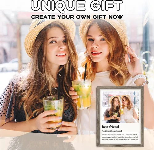 Vista 3 de Regalos de cumpleaños para mejores amigas, regalos de lienzo enmarcados personalizados para mejores amigas, impresiones de madera personalizadas