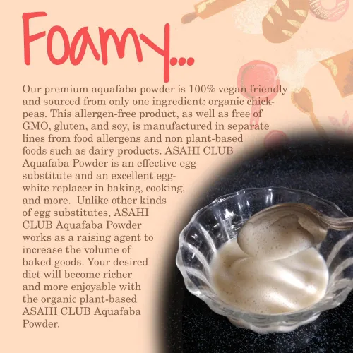 Vista 4 de ASAHI CLUB Aquafaba Polvo 3.7oz, Orgánico, Sustituto Huevo/Blanco Huevo, Merengue Vegano