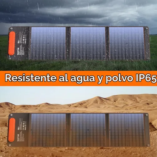 Vista 6 de Cargadores de panel solar portátil de 60 W con USB de 15 V y CC de 18 V, panel solar impermeable IP65 con bolsa de almacenamiento ligera, banco