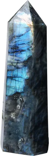 Vista 8 de Torres de cristal de piedra de sangre africana, 6 puntas de cuarzo facetado, obelisco rojo curativo, varita de cristal curativo 0.6-0.8 libras