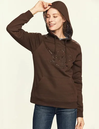 Vista 4 de CQR Sudadera con capucha de forro polar para mujer, con bolsillo frontal al aire libre, sudadera con forro polar de invierno