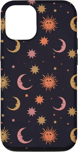 Vista 26 de Funda para iPhone 16 Whimsigoth Aesthetic Hippie Celestial Vintage Half Moon Sun