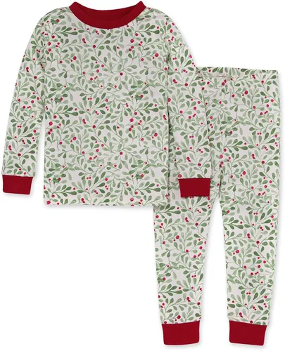 Vista 17 de Burt's Bees Baby Pijama de algodón orgánico para niñas, conjunto de pijama 100% algodón para niños pequeños y niños, tela suave y elástica Trébol