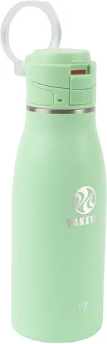 Vista 10 de Takeya Traveler - Taza de café de viaje de acero inoxidable con tapa abatible (17 onzas, rubor), taza aislada a prueba de fugas para café y té