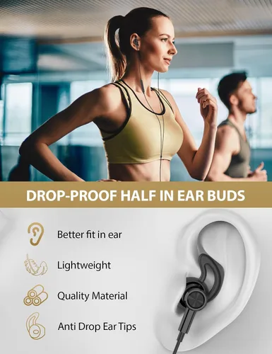 Vista 2 de iMangoo Auriculares con cable para Apple Lightning con certificación MFi color negro Auriculares magnéticos más grandes con puntas anticaídas