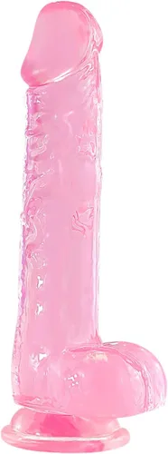 Vista 8 de Consolador rosa realista, consolador de 7.6 pulgadas que brilla en la oscuridad con ventosa fuerte, juguetes sexuales suaves para hombres, mujeres