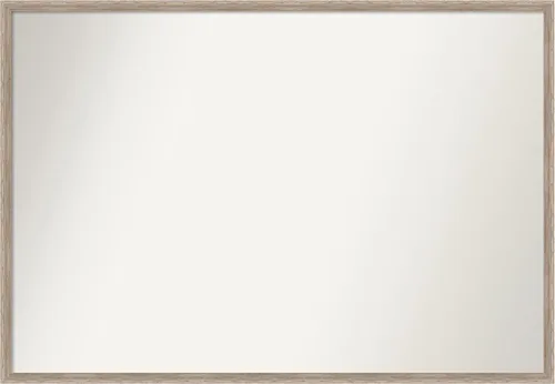 Vista 117 de Amanti Art Espejo de baño blanco para sobre el fregadero, 24 x 27 pulgadas, espejo de tocador rectangular con cuña de madera dura, marco de madera