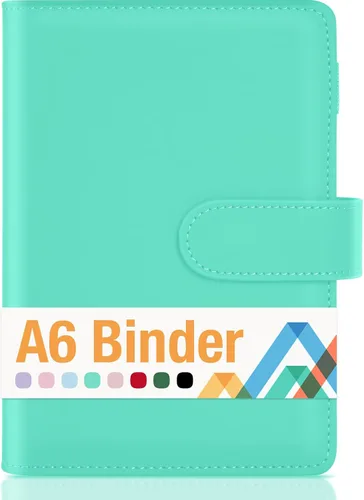Vista 13 de Sooez Carpeta A5 con 6 anillas, cubierta recargable para cuaderno, organizador pequeño de cuero, carpeta vacía para presupuesto, diario, soporte