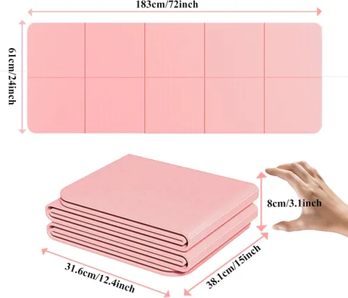 Vista 2 de Yoga Mat for Travel, Non-Slip Yoga Mat, Exercise Mat 1/4" Thick Yoga Mat Foldable, Perfect for Pilates, Outdoor & Travel, TPE Anti-Slip Yoga Mat